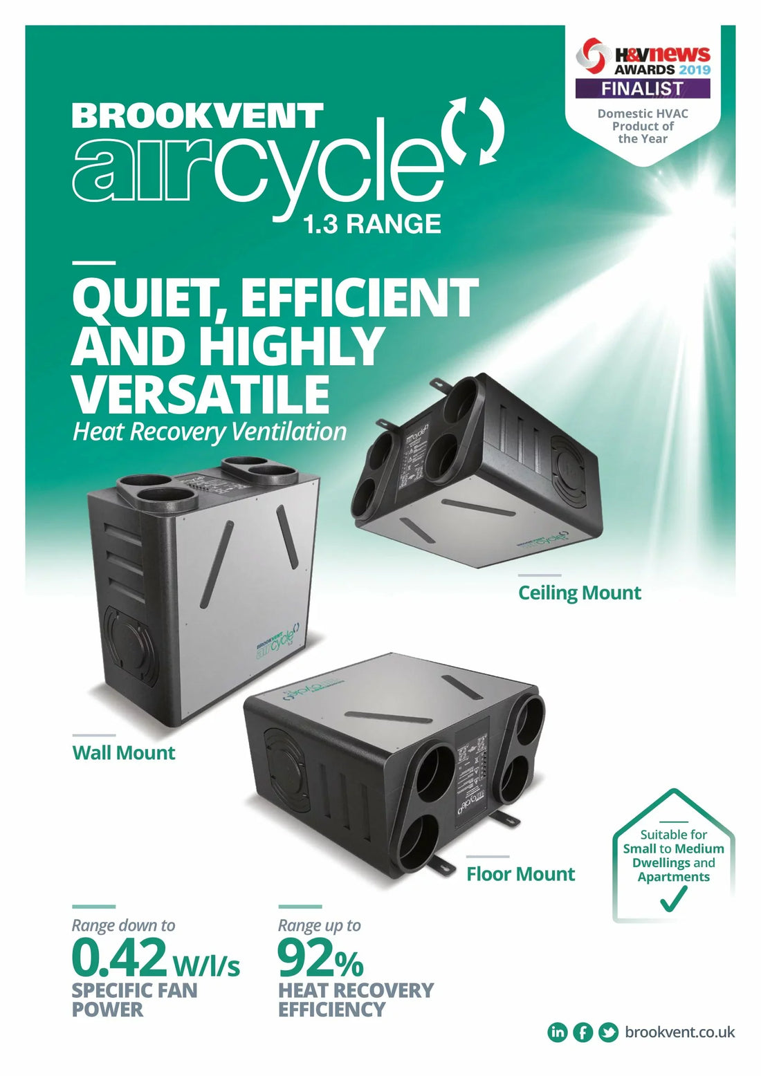 Aircycle 1.3 Heat Recovery Ventilation System brochure