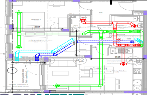 Drawings of attenuation|Example of breakout for Aircycle 3.1 Unit|