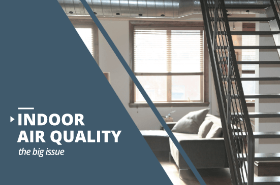 Indoor Air Quality|Indoor air quality|Filters with build up of dust and pollutants|Apartment diagram with unit in suite|House diagram with aircycle unit in