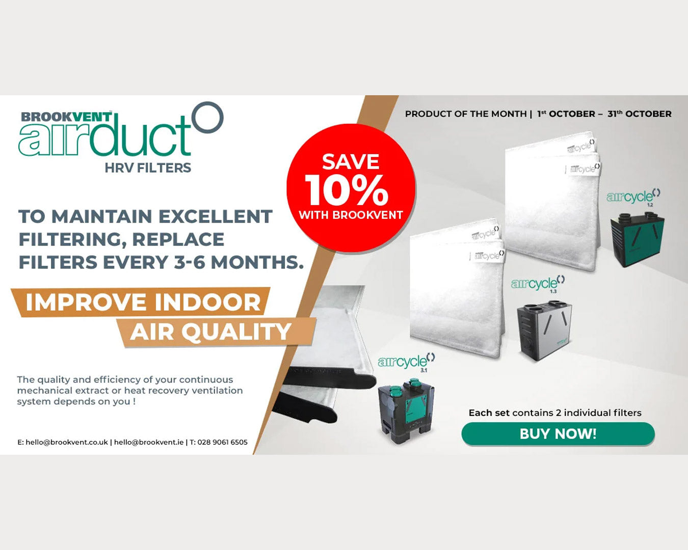Keep Your Home Fresh With 10% Off Our HRV Filters!-October Sale