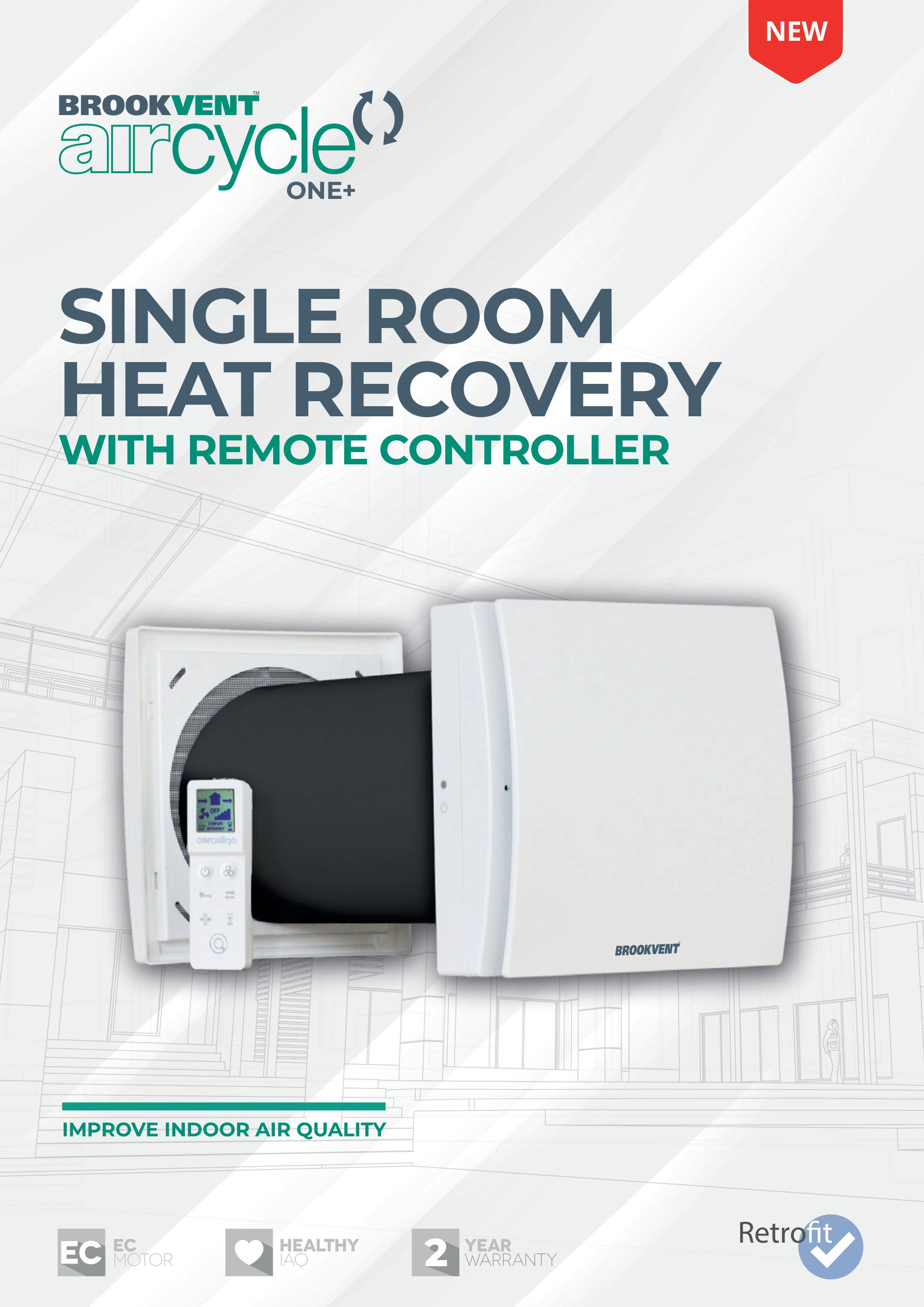 aircycle ONE+ Single Room Heat Recovery With Remote Controller